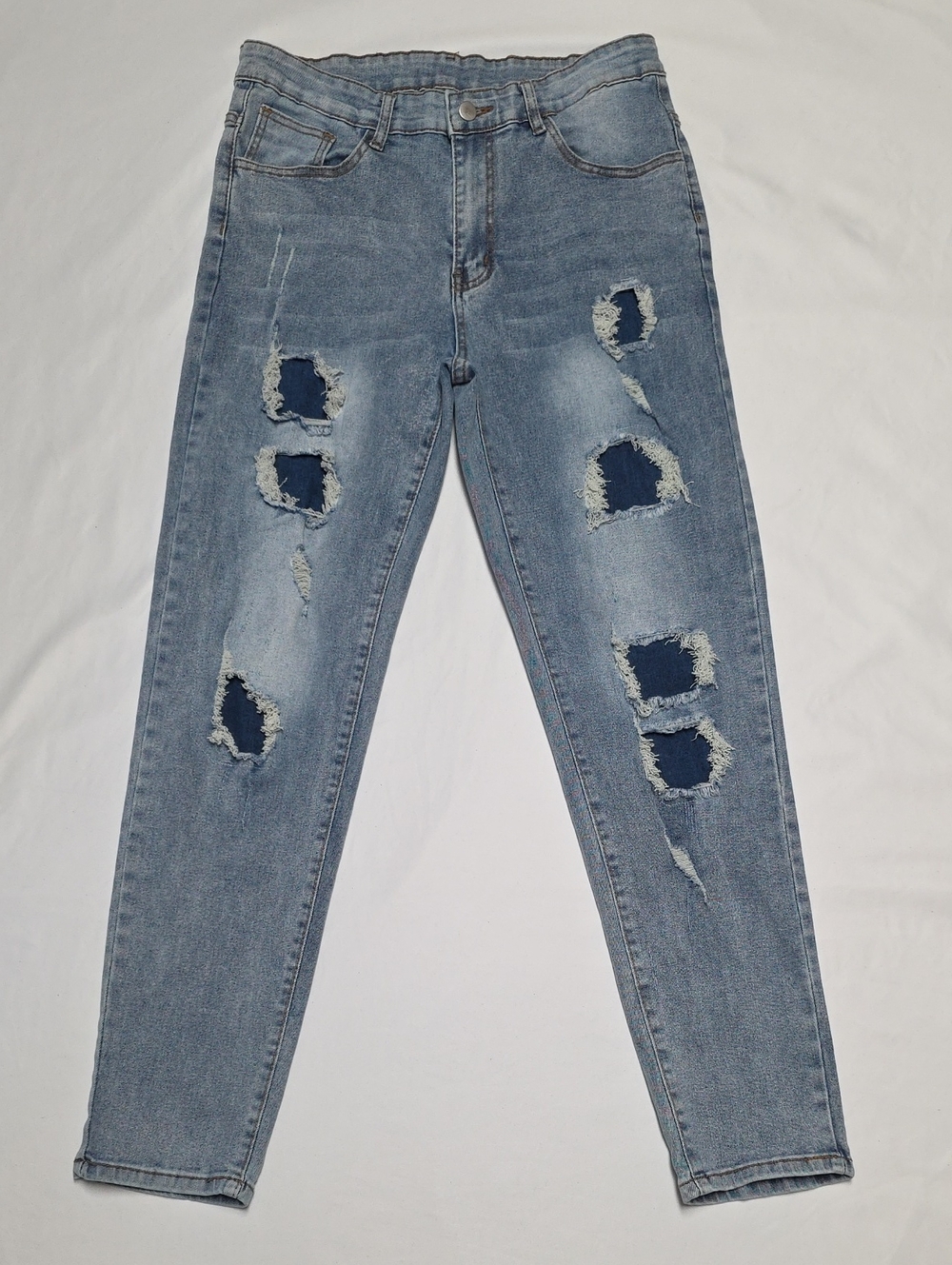 MANFINITY Men's Light Wash Distressed Skinny Jeans